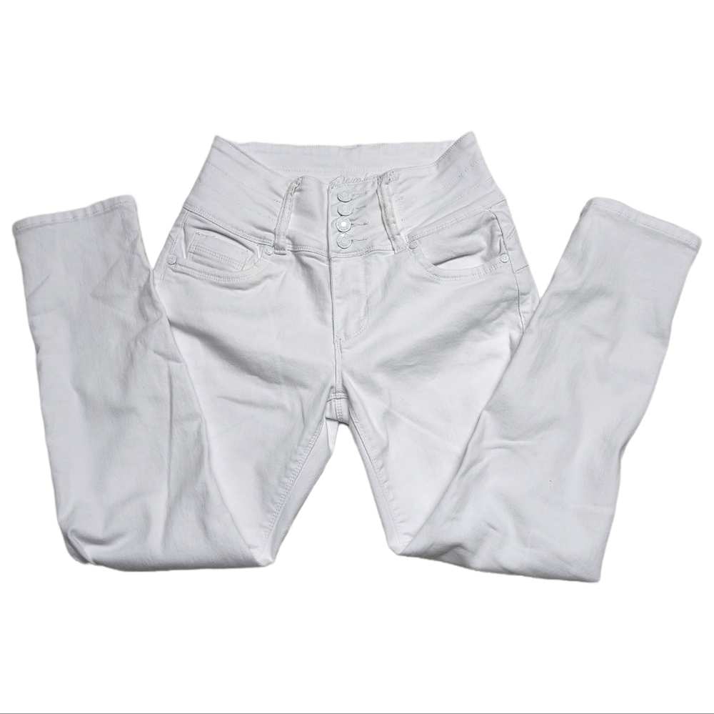White Skinny Pants by BAMBOO for Women | High Rise 4 Buttons Size 7